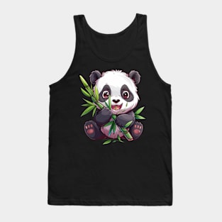 Panda Bear Eating Bamboo - Panda Bear Japanese Tank Top